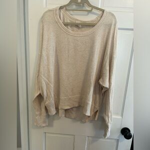 Aerie Cream Crew Neck Sweater with Relaxed Fit